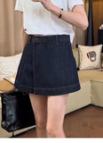 Purpdrank  Fashion Irregular Pleated Denim Skirts for Women Summer 2025 New High Waist Slim A-line Skirt Pants Female Mini Shorts Skirt