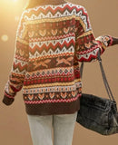 Purpdrank  New Christman-themed autumn and winter cute animal fox pattern jacquard round-neck pullover sweater for women