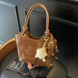  Purpdrank   New Sweet Style Zipper PU Square Women's Shoulder Crossbody Bag Solid Color Popular Commuting Fashion Small Square Bag