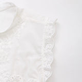 Purpdrank  Summer White Embroidery Flower Spliced Lace Sleeveless Tank Women Lacing Up Bow Front Loose Tank Top Crop Tops