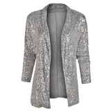 Purpdrank  Spring Sequin Long Sleeve Elegant Midi Women's Blazer Color Block Double Breasted Polyester Fiber Commute Style Fashion