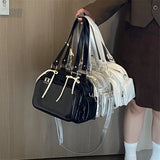 Purpdrank  Anime Two-Dimension Japanese Uniform Bag Casual Large Capaci oulder Bag Tote Bag Comfortable Polyester Zipper Closure Soft PU