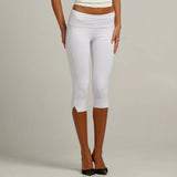 Purpdrank  Solid Color Slim Fit Cropped Leggings  Womens Split Hem Capri Pants Low Rise Trousers