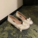 Purpdrank   French Vintage Butterfly Knot Single Shoes Women's 2026 New Thick Heel Mary Janes Versatile Commute High Heels Summer Rubber