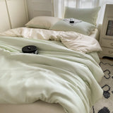 Purpdrank  Nordic Summer Washed Ice Silk Bedding Set with Sheet Duvet Cover Pillowcase Single Couple Bedsheet King Queen Double Twin Size