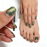 Purpdrank  Green- 12ml No-bake Cat's Eye Water-based Nail Polish, Oderless, With a magnet, dry quickly No need UV lamp, easy to tear