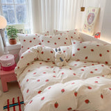 Purpdrank  Knitted Class A Bedding Set Floral Style Bed Linen Set Soft Double Yarn Four-Piece Set Quilt Cover Set Bed Sheets Gift for Home