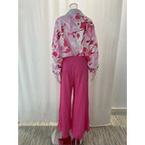 Purpdrank  Independent Station Autumn Printed Shirt Temperament Elegant Wide-leg Pants European and American Women's Fashion Casual Suit