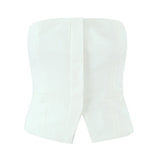 Purpdrank  3 colors Sexy Slash Collar Strapless Corset Center Open Buttons Camisole Tank Top Backless Cropped Women asymmetric Camis Top