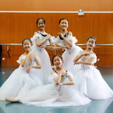 Girls Ballet Tutu Dress Gymnastics Leotard White Long Ballet Dresses Girls Princess Ballerina Dance Costume Birthday Party Dress