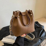 Purpdrank  High Quality Solid PU Bucket Shoulder Soft Crossbody Bags Korean High-end Design Large Capacity Women's Handbags