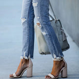 Purpdrank  Women's Slim Fit Jeans Straight Pants Wish Brand Europe & United States New Burr Hole