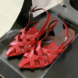 Purpdrank  Comfortable Woven Hollow Wedge Sandals Women Elegant Pointed Toe Narrow Band Brand Designer Shoes Fashion Sandalias De Mujer
