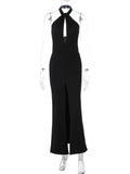 Purpdrank  Women's Black Long Evening Party Dress Elegant Halter Neck Sleeveless Backless Cut Out Slim High Split Maxi Formal Gown