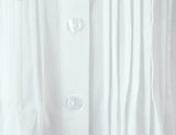 Purpdrank  Holiday White Spliced Wood ears Lace Peter Pan Collar Short Puff Sleeve Shirt Women Fold Pleated Front Open Buttons Blouses Tops