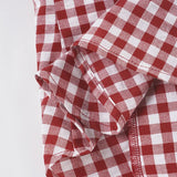 Purpdrank  Retro Red Checkered Shirt Top Women's Pleated Lace Up Bubble Sleeve Short Sleeved T-shirt