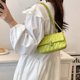 Purpdrank  Embroidery Thread Chain Crossbody Bags For Women 2023 Latest Luxury Designer Handbag PU Leather Street Shoulder Bag Bolsos