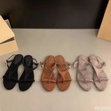 Purpdrank  Summer clip toe women's flat sandals are simple fashionable versatile suitable for wearing retro women's shoes on the outside