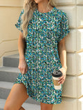 Purpdrank   Elegant Dress Women O Neck Short Sleeve Dresses Fashion Casual Printed Mini Dresses Summer New Chic Female Dress