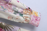 Purpdrank  Beach Wear High Waist Loose Vestidos Boho Floral Print Summer Dress for Women Vintage O-neck Long Sleeve Dresses