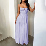 Purpdrank  Elegant Bandage A-line Maxi Long Dress Women Spaghetti Strap Spring Summer Dress Backless Sexy Party Dresses vestidos largos