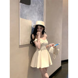 Purpdrank  Elegant Slash Neck Mini Dress Women Party Prom Luxury Sexy Backless Dresses Summer Ladies Korean Fashion Bodycon Vestidos