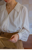 Purpdrank  Vintage Lantern Sleeve Women's Blouses 2025 New Spring Summer Pink V-neck Long Sleeve Casual Loose Shirts Tops Female