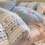 Purpdrank  Winter Double-sided Thickened Milk Flour Bed Set of Four Pieces with Warm Flange Coral Flour Quilt Cover and Flour Bed Sheet
