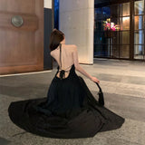 Purpdrank  French Style Black Sexy Backless Dress New Summer Vacation Chic Unique Long Dress