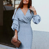 Purpdrank  Fashionable Polka Dot Print Midi Dress Women's Sleeveless V-neck Street Style Polyester Cotton Blend Dress from Guangzhou