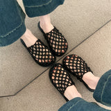 Purpdrank  Krazing Pot Plus Size Weave Med Heels Concise Slingback Mules Summer Sandals Dating Breathable Vacation Comfort Women Slippers