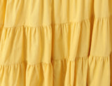 Purpdrank  Fashion Yellow Spliced Irregular Ruffles Hem Sleeveless Dress Women O neck Side Waist Midi Long Dresses Femme Vestidos Robe
