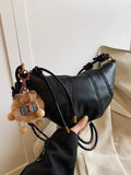 Purpdrank  Retro Brown  Crossbody Bag for Women Versatile Autumn Winter Faionable Cow Horn Bag Single oulder Soft PU Leather