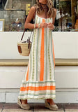 Purpdrank  Summer New Bohemian Print Strap Loose fitting Dress for Women's Vacation Style Fashion Style Beach Dress Strap Long Dress