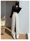Purpdrank  Office Ladies Casual Suit Wide Leg Pants Women Elegant 2025 Spring Summer Fashion Solid Color High Waist Loose Outwear Trousers