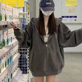 Purpdrank  Women's Oversize Loose Sweatshirt Coat Spring Autumn Outer Wear with Hood Printed Lazy Style Casual Fashionable