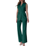 Purpdrank  Chic Two-Piece Women's Set Button-Detail Vest with Lapel Neck & Tailored Trousers Versatile Outfit for Work and Sophisticated