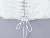 Purpdrank  Sexy White Satin Bow Halter V neck Open Hook Buttons Slim Tank Top Women Cross Lacing Up Bandage Back Backless Tee Summer Vest