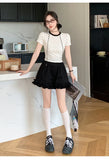 Purpdrank  Korean Style Cute White Ruffles Shorts 2025 New Summer Casual Elastic High Waist cotton Shorts Sweet Woman Bud Shorts kawaii