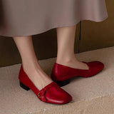 Purpdrank  Square Toe Loafers Shoes Woman Soft Leather Retro Sandals Shallow Summer 2025 Trend Soft Sole Shoes Comfort Zapatillas De Mujer