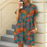 Purpdrank   Elegant Dress Women O Neck Short Sleeve Dresses Fashion Casual Printed Mini Dresses Summer New Chic Female Dress