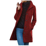 Purpdrank  Autumn Winter Popular Jackets Thickened Woolen Blends Women's Coat Mid-length Coat Wool