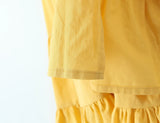 Purpdrank  Fashion Yellow Spliced Irregular Ruffles Hem Sleeveless Dress Women O neck Side Waist Midi Long Dresses Femme Vestidos Robe