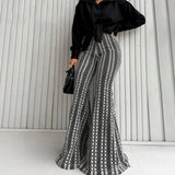 Purpdrank  Casual Wear Slim Striped Stretch Flare Pants Casual Trousers