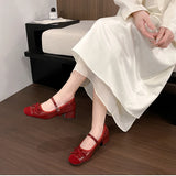 Purpdrank  New Butterfly-knot Women Mary Jane Shoes Elegant Thick Heel Shoes Ladies Fashion Dress Pumps