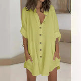 Purpdrank  New Casual Loose Single Breasted Shirt Skirt for Women