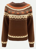 Purpdrank  Round neck Halloween pumpkin fashionable jacquard casual regular interval color woolen pullover top