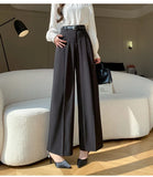 Purpdrank  High Qaulity High Waist Women's Casual Suit Pants 2025 New Office Lady Workwear Wide Leg Trousers Female Elegant Outwear Pants