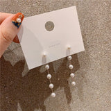 2024 New Trend Simulation Pearl Long Earrings Women's Flower Rhinestone Wedding Pendant Earrings Fashion Korean Jewelry Earrings