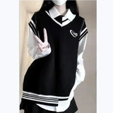 Purpdrank  V-Neck Knitted Sweater Women's Early Autumn Fashion Layering Sleeveless Mini Shoulder Vest Solid Color from Mainland China